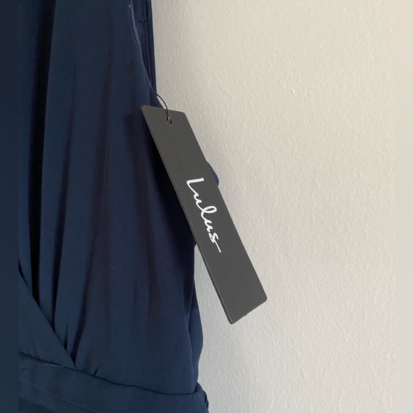New Lulus Thoughts of Hue Navy Blue Surplice Maxi Dress Size S - Picture 9 of 11